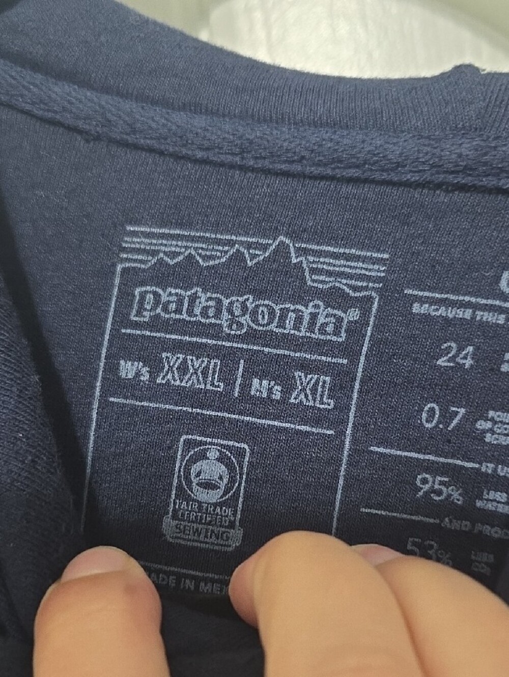 Patagonia Navy Pullover Hoodie with Multicolor Logo Size XL Men's XL Womens XXL - Picture 2 of 5